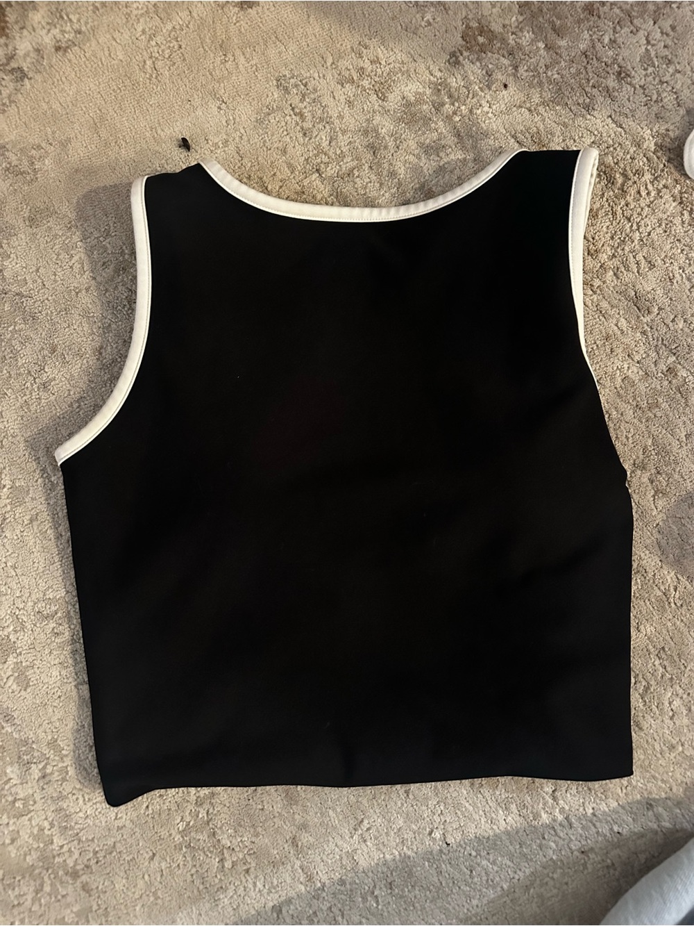 Women's Black Tank Top with White Contrast Trim